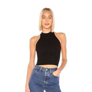 Revolve Superdown Black Knit Crop Top XS